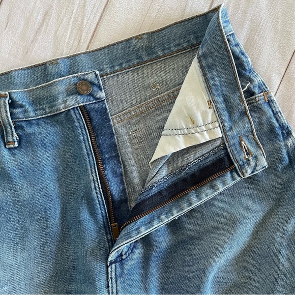 Wrangler 945DEN Jeans Mens 34x36 Blue Regular Fit Faded Whiskering Bootcut Flare - Picture 12 of 16